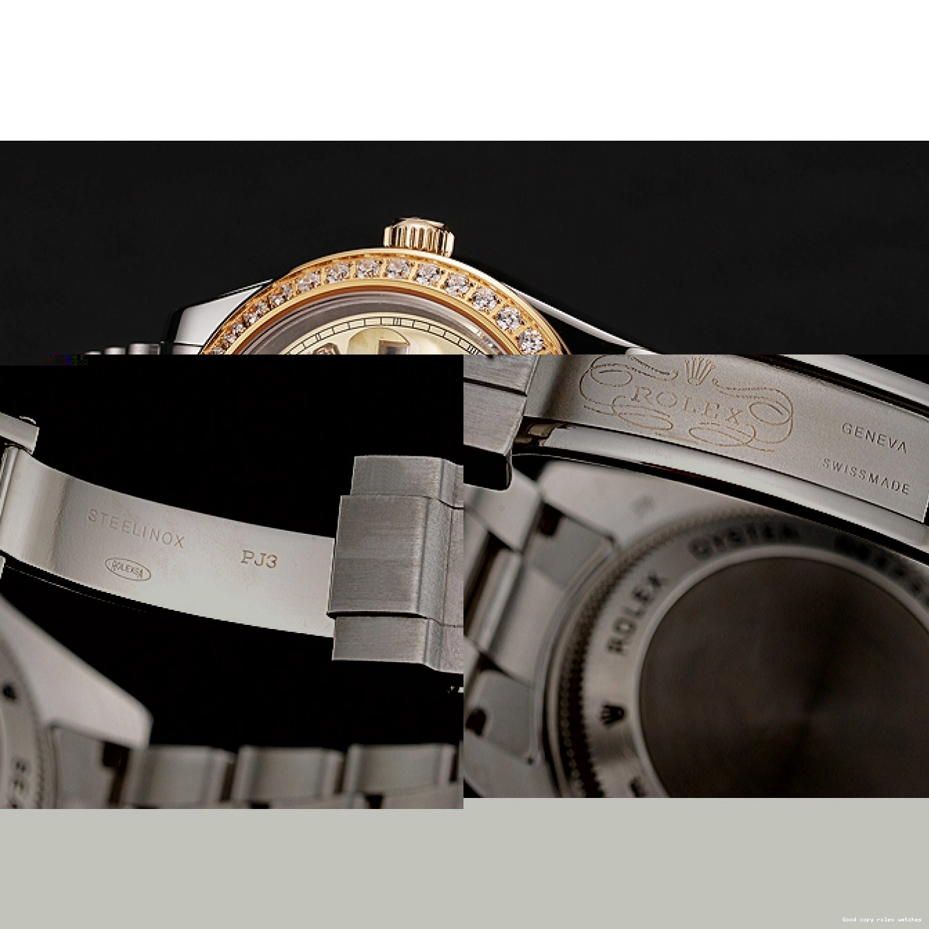 Rolex copies cheap Bracelet Stainless 1453974 Steel Swiss Two Gold Champagne Dial Tone Day-Date Diamond Rolex Case 0805